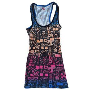 Y2K Miley Cyrus Tank Top Womens Large Black Neon Skate Surf Goth Punk 90s